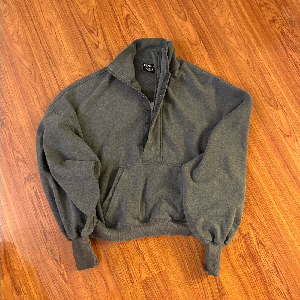 Popflex Ooey Gooey Grey Pull-On Snap Half Zip Sweatshirt - XXS/XS (runs big) - Picture 4 of 8